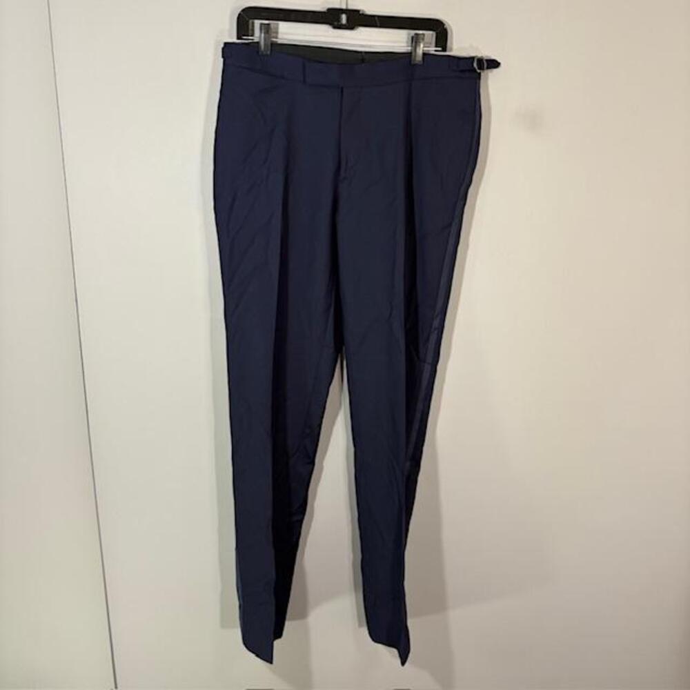 Suitsupply Tuxedo Pants Mens 35 Blue Wool Cagliari Int Side Adjusters Slim Fit